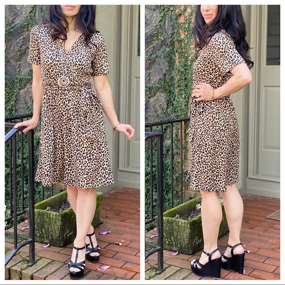 Leopard print tie waist midi dress - Picture 2 of 9